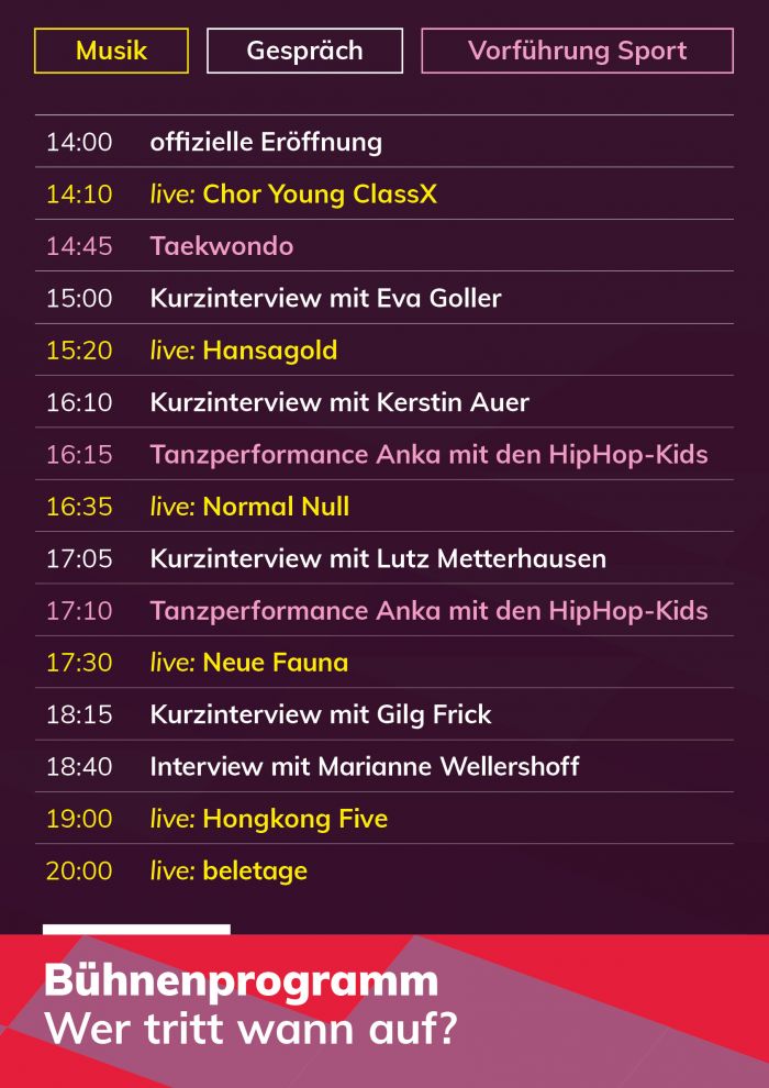 Bühnenprogramm des Sommerfestes.
